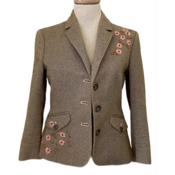 American Eagle Outfitters Jackets & Blazers - American Eagle Tweed Ribbon Embroidery Jacket Size Medium